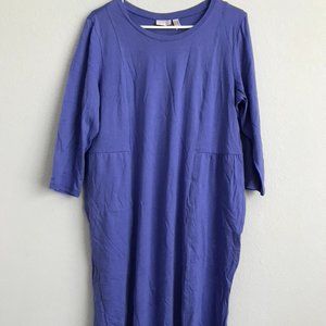 LOGO by Lori Goldstein Petite Jersey Scoop Neck Dress - Blue (Sz PL) a614723